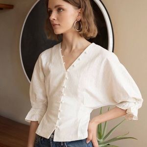 Pixie Market La Chemise Covered Button Top